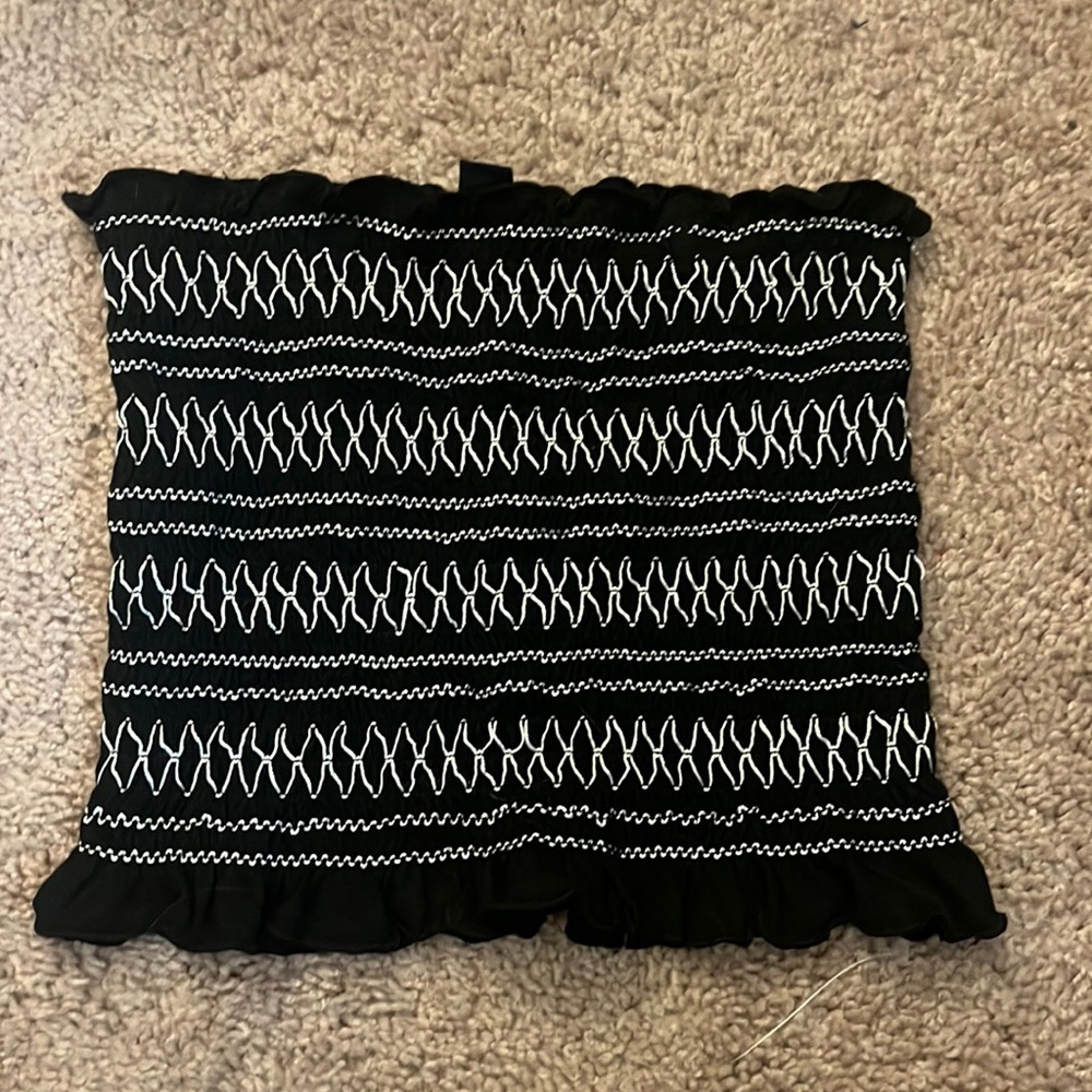 Smocked Embroidered Tube Top